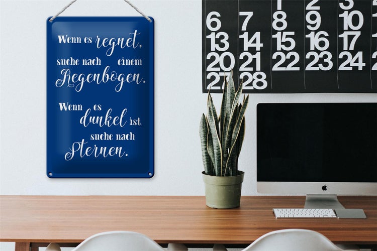 Blechschild Spruch 20x30cm wenn es regnet wenn dunkel suche