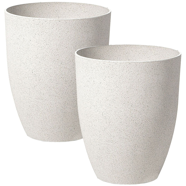 Set mit 2 Blumentöpfen CROTON 35 cm Cremeweiß