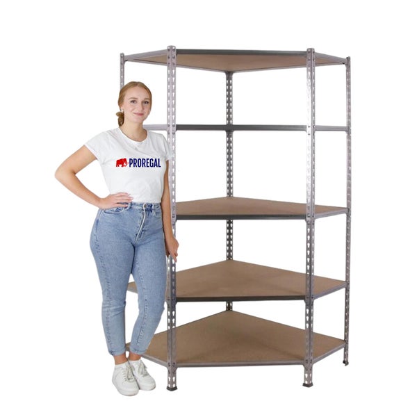 Eckregal MULI | HxBxT 180x90x30cm | 5 Fachböden | Fachlast 200kg | Verzinkt | Lagerregal Kellerregal Werkstattregal Metallregal Fachbodenregal Steckregal