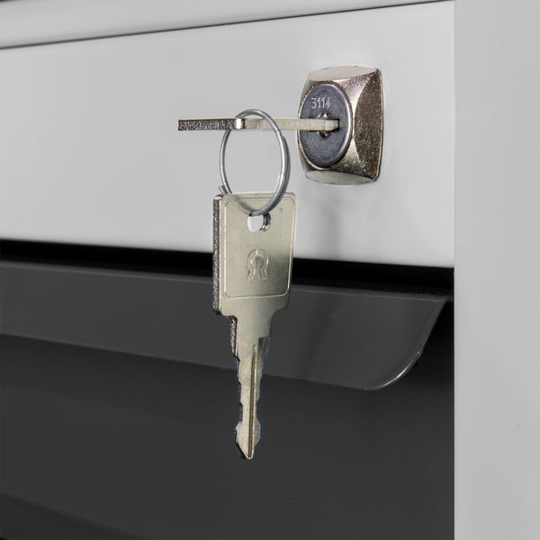 PROREGAL Schubladenschrank Kobra mit 8 Schubladen | HxBxT 90x71x55cm | Lichtgrau/Anthrazitgrau | Schubladenbox, Werkzeugschublade