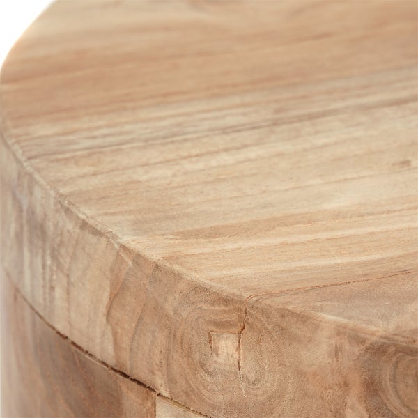 Hocker Novi Teak Massivholz, rund naturfarben
