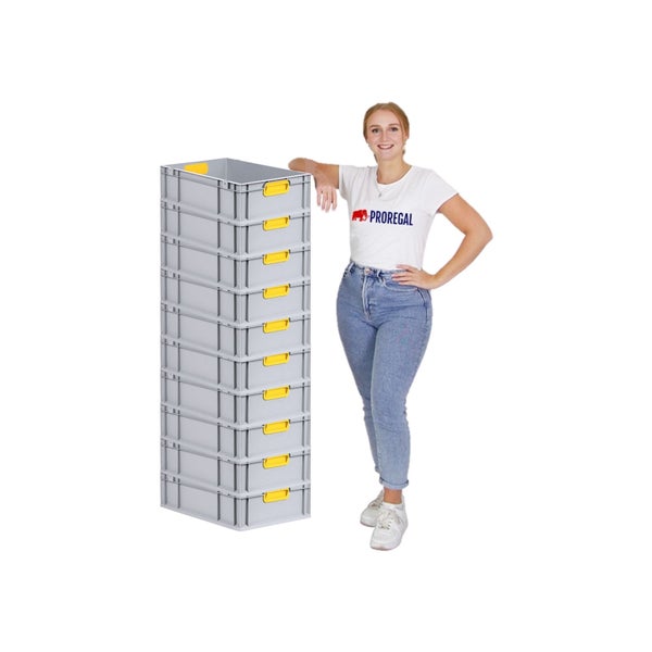 PROREGAL Spar Set 10x Eurobox Nextgen Color Mit Auflagedeckel & Schiebeschnappverschlüsse HxBxT 17 x 40 x 60 cm Griffe Gelb Geschlossen Glatter Boden