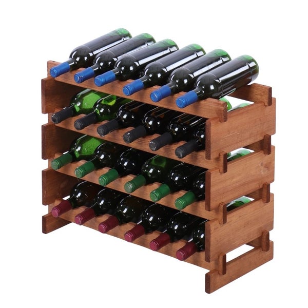 Weinregal VINOTECA FLEX PRO HxBxT 51x65x28cm 24 Flaschen auf 4 Ebenen Massives Kiefernholz Braun geölt