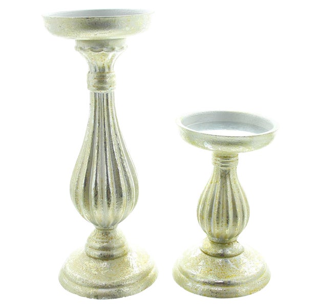 FRANK FLECHTWAREN | Kerzenhalter Eleganz, 2er Set, HOLZ, Ø 10 x 17 cm, Ø 10 x 28 cm