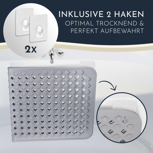 Homerella Badewannenmatte rutschfest Hautsensitiv 88x39cm, INKL. AUFHÄNGUNG | Antirutschmatte Badewanne BPA frei | Duschmatte schimmelresistent & maschinenwaschbar | Badematte rutschfest