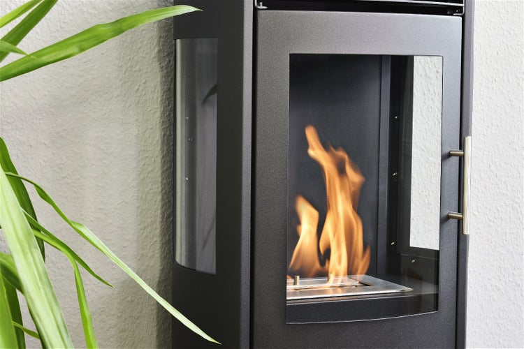 GLOW FIRE Ethanol Kamin 'Göteborg' | Ethanolofen in schwarz mit 6 Std. Brenndauer und 2 KW Heizleistung | HxBxT: 97,8x50x30 cm