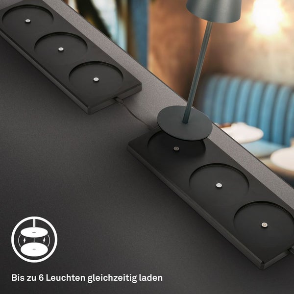 Akku 3er Tischleuchten-Set mit Touch + Ladestation 2,5W 200 lm 2700K + Farbwechsel RGBW H 36 cm Cilano anthrazit