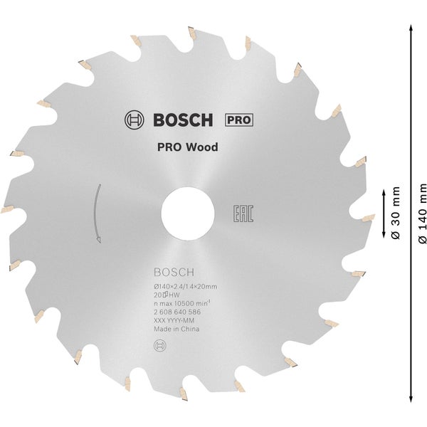 Bosch Pro Wood Kreissägeblatt, 140 Millimeter Durchmesser