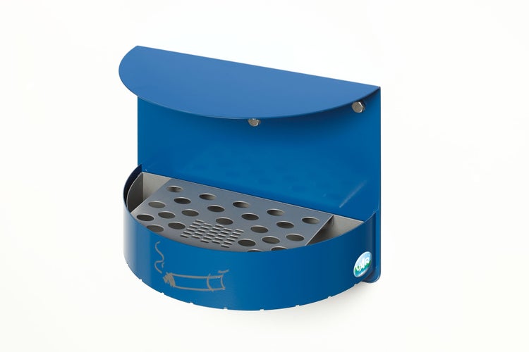 PROREGAL Wandascher Mit Schutzdach Verschließbar 1,5 Liter HxBxT 23 x 30 x 15 cm Verzinkter Stahl Blau