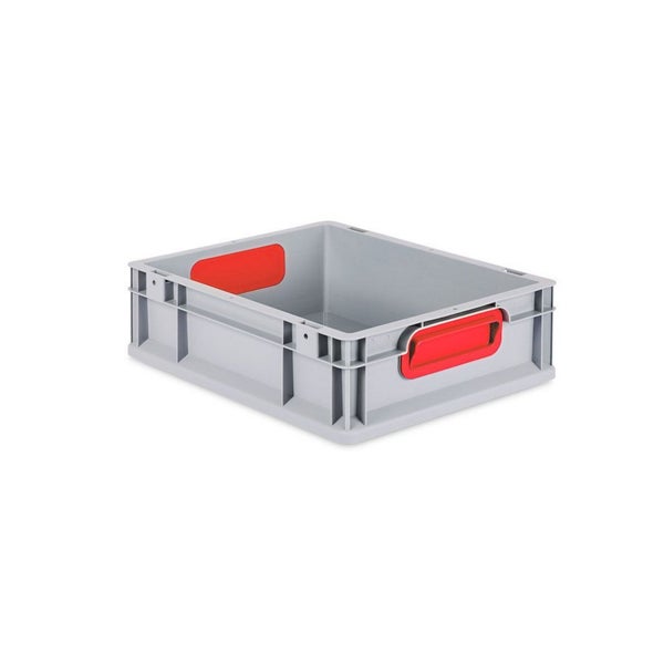 PROREGAL Spar Set 16x Eurobox Nextgen Color Mit Auflagedeckel & Schiebeschnappverschlüsse HxBxT 12 x 30 x 40 cm Griffe Rot Geschlossen Glatter Boden