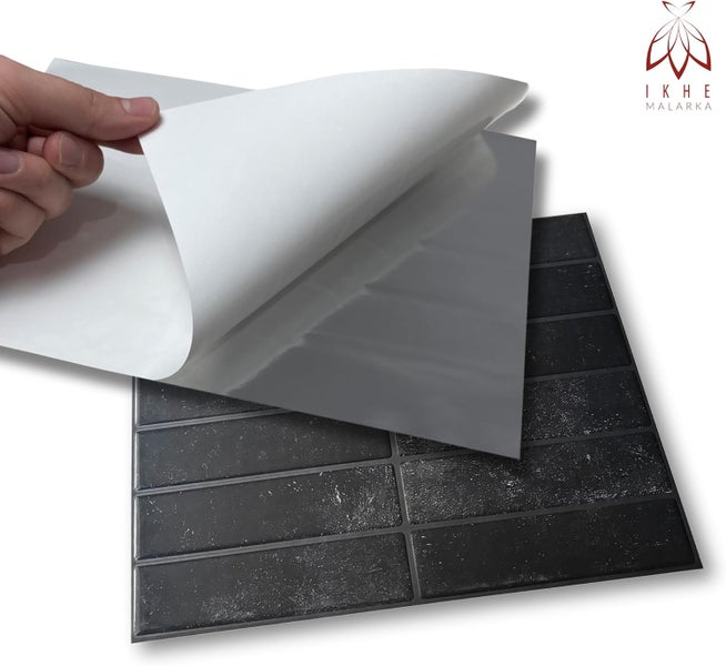 3D Wandpaneel aus Kunststoff in Steinoptik Schwarz – selbstklebend, wasserdicht, 23 × 29 cm (0,065 m²) – Modell YJC0262