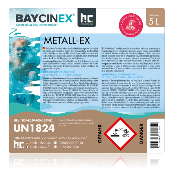 Baycinex Metall-Ex 5 Liter Flasche zur Entfernung von Metall- und Kalkablagerungen