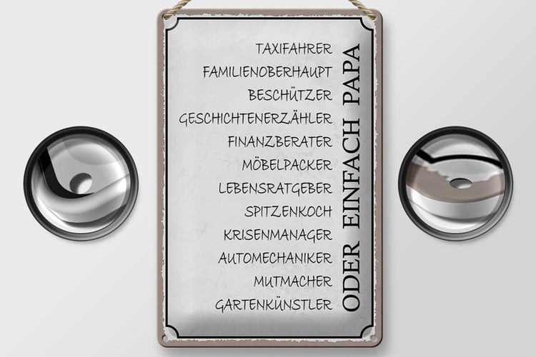 Blechschild Spruch 20x30cm Papa Taxifahrer Beschützer