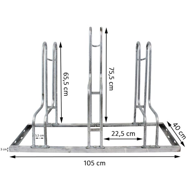 Fahrradständer mit Maßangaben