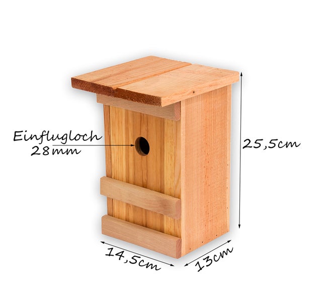 Nistkasten Meisen Meisennistkasten Nistkästen Vogelhaus Vogelhäußchen Massivholz Vogelhaus 25,5 x 16 x 17 cm Einflugloch 28mm