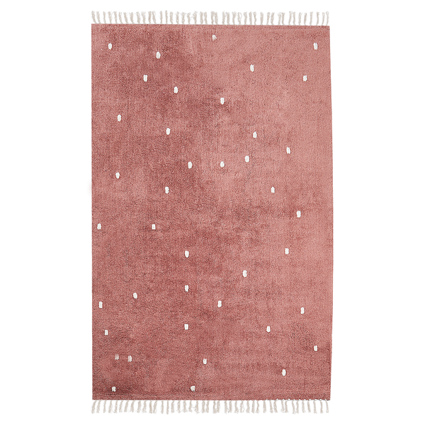 Teppich Baumwolle hellrot 140 x 200 cm gepunktetes Muster Kurzflor ASTAF