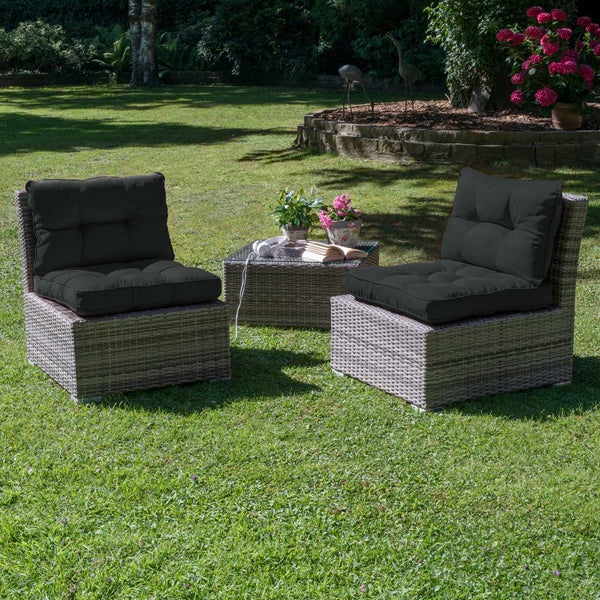 Beautissu Flair Loungekissen Outdoor Rücken 60x40x12cm Graphitgrau
