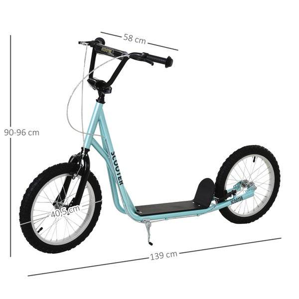 HOMCOM Kinderroller, 139L x 58B x 90-96H cm, Stahl, Aluminium, Gummi, Blau