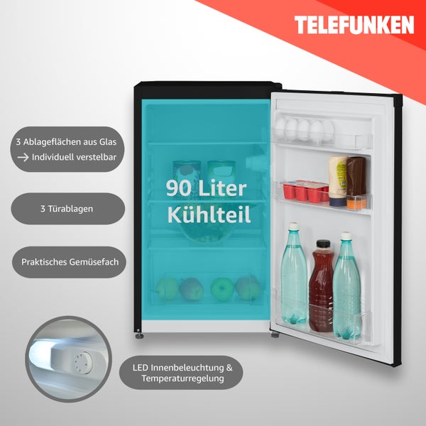 Telefunken CF-31-121-B Kühlschrank ohne Gefrierfach Freistehend 90 L Gesamt-Nutzinhalt Temperaturregelung