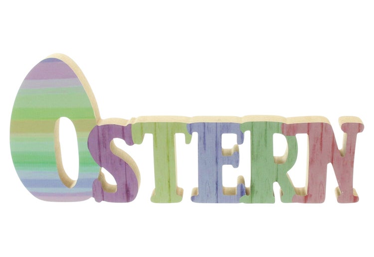 FRANK FLECHTWAREN | Ostern-Schriftzug Pastell, MDF, 30 x 1,8 x 13 cm