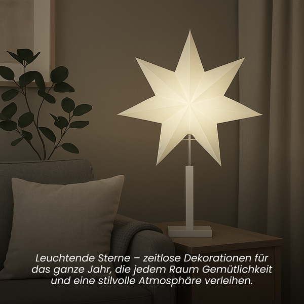 Sternlampe als Tischleuchte neben einem Sessel