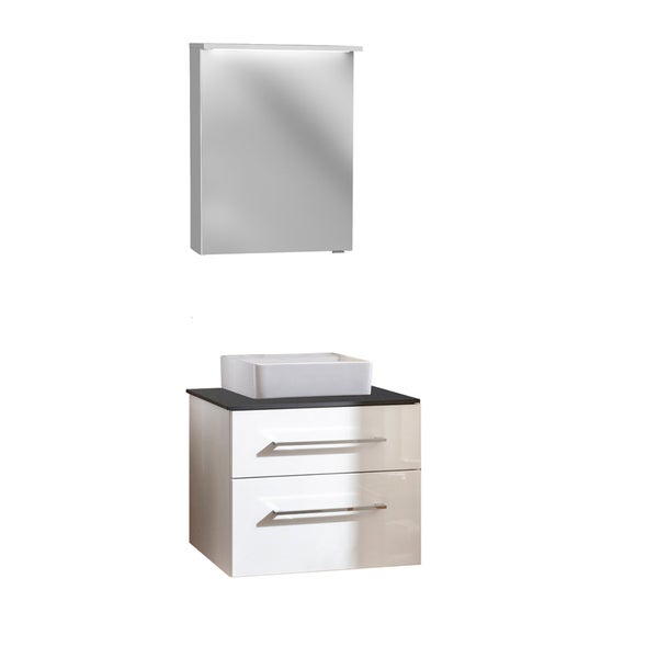 Waschtisch mit Waschbecken und Spiegelschrank für das Badezimmer