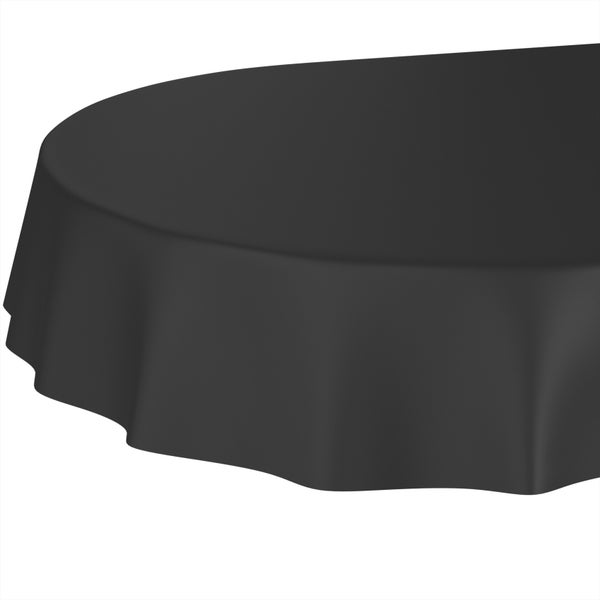 Runde Tischdecke aus glattem Stoff in Anthrazit mit leichtem Faltenwurf.