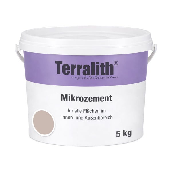 Terralith Mikrozement für alle Flächen im Innen- und Außenbereich, Eimer mit 5 Kilogramm Inhalt.