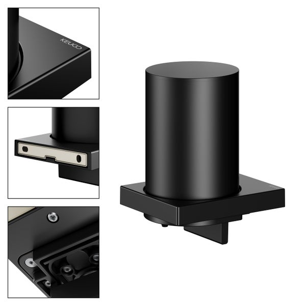 KEUCO Edition 11 Black Selection Seifenspender mit Stülpbecher aus Metall, 180ml, Wandmodell, schwarz-matt