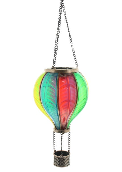 FRANK FLECHTWAREN|Solar-Deko Heißluftballon, 14 x 14 x 46,5 cm, KUNSTSTOFF, METALL