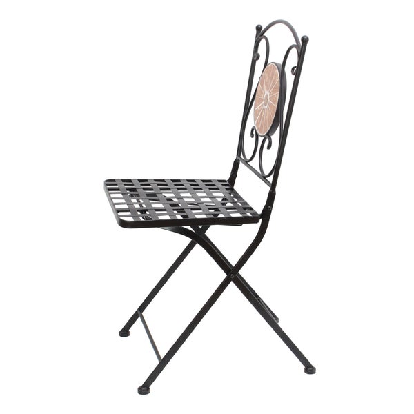 FRANK FLECHTWAREN | Klappstuhl Mosaik, METALL, Breite 39 cm, Sitztiefe 35 cm, Sitzhöhe 48 cm, GH 90 cm, platzsparend zusammenklappbar