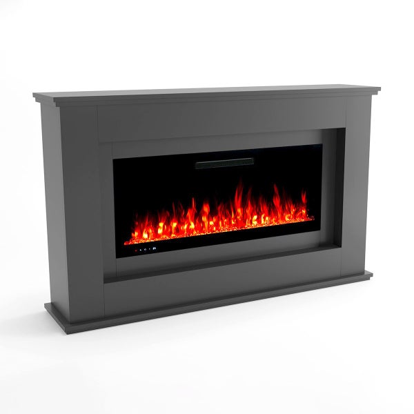Glow Fire Elektrokamin 'Rhea' | LED Standkamin in grau mit Heizung (1500 W) | HxBxT:  97x158x33 cm