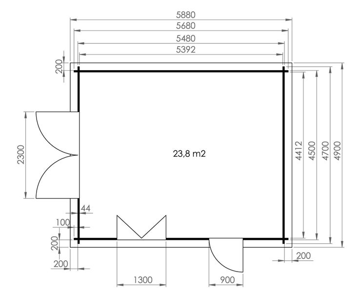 Alpholz Holzgarage B-44 ISO mit 2-flg, Holzgaragentor Garage aus Holz, Unterstellplatz mit 44 mm Wandstärke, Fertiggarage mit Montagematerial, Naturbelassen 4,7x5,7m
