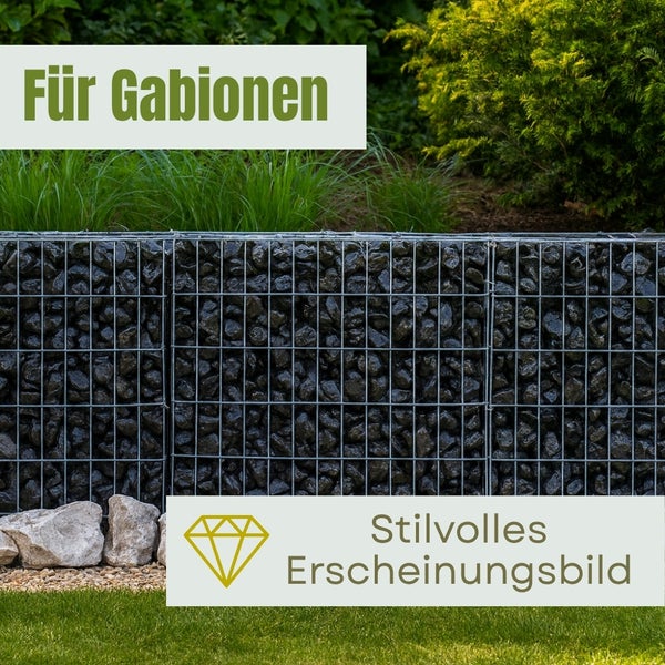 Gabionenwand mit Steinfüllung im Garten