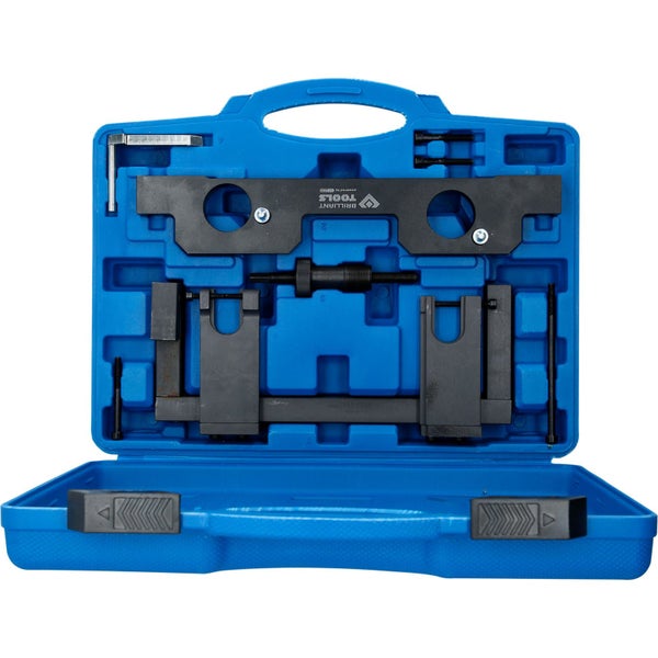 Nockenwellen Arretierwerkzeug Satz in blauem Werkzeugkoffer