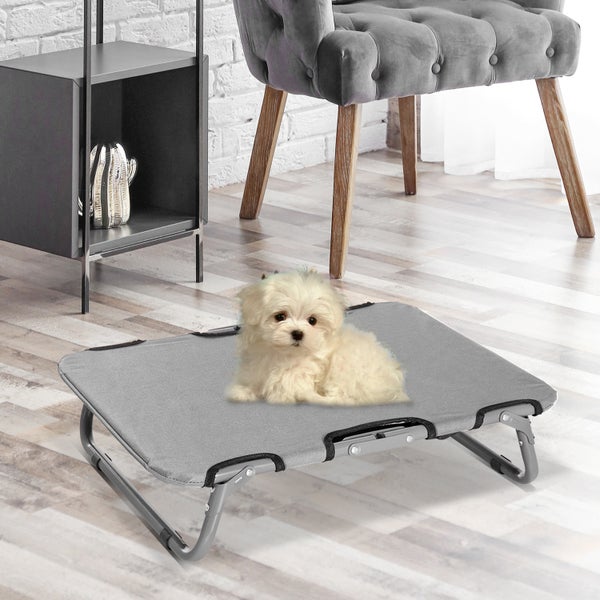 PawHut Hundebett, 59L x 46B x 15H cm, Stahlrohr, 600D Oxford, Grau