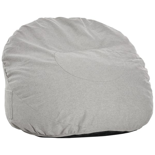 HOMCOM Sitzsack aufblasbares Sofa Bodensessel Sitzkissen gepolstert mit 2 Seitentaschen waschbar für Wohnzimmer Liege Schlafzimmer Polyester-Gewebe Schaumstoff-Füllung Hellgrau Ø115x71 cm