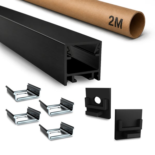 LED Aluminiumprofil 2 Meter mit Halteclips und Endkappen für LED Streifen
