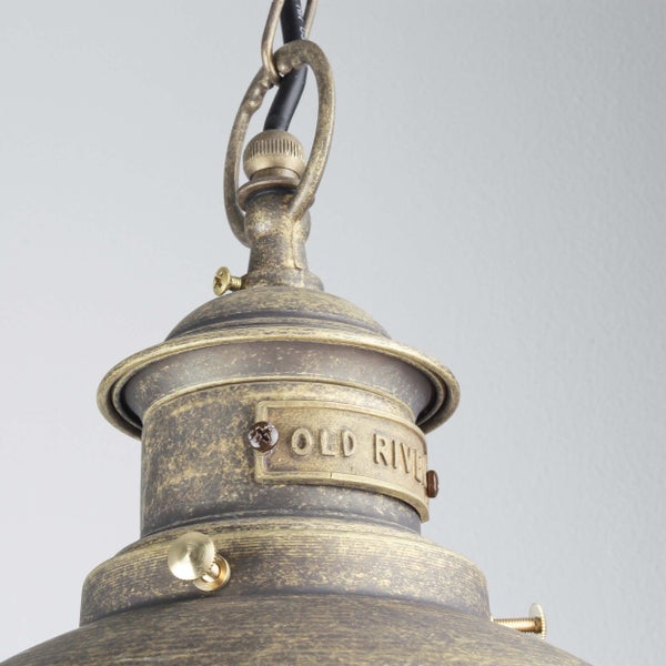 Hängelampe mit 'Old River' Aufschrift