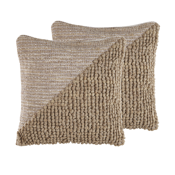 Dekokissen 2er Set ASLANAPA Baumwolle 45 x 45 cm Beige Ohne Muster