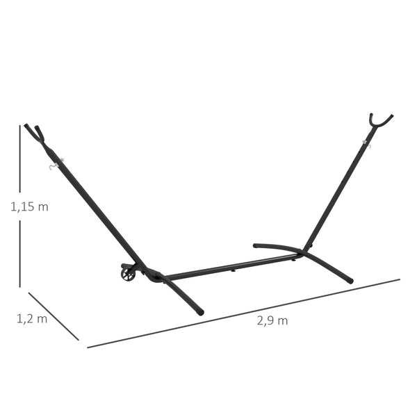 Outsunny Hängemattengestell Outdoor aus Stahl 90 x 120 x 115 cm Hängemattenständer mit Tragetasche Haken Hängematte Gestell bis 220 kg für Garten Strand Camping Schwarz