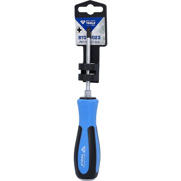BRILLIANT TOOLS Schraubendreher Kreuzschlitz mit Schlagkappe PH1 x 80 mm - BT031023