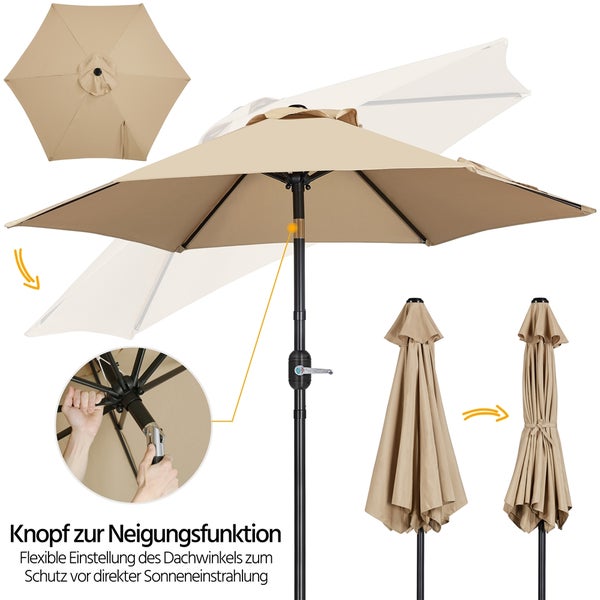 Gartenschirm mit Neigungsfunktion und Schutz vor direkter Sonneneinstrahlung
