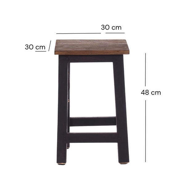 Hocker MADERO<br /> Recyclingholz 04 schwarz-natur