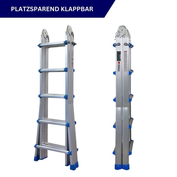 Aluminium Mehrzweckleiter, platzsparend zusammenklappbar