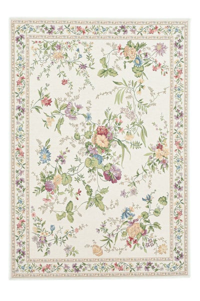 Gewebter Bordürenteppich im floralen Design Flomi Creme 160x230 cm