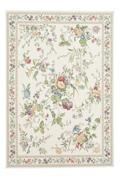 Gewebter Bordürenteppich im floralen Design Flomi Creme 60x90 cm