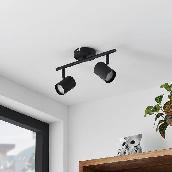 ELC Deckenlampe, Spotbalken drehbar und schwenkbar Deckenstrahler Deckenleuchte 2x GU10 ohne Leuchtmittel Strahler Spot Deckenspot Wohnzimmerlampe