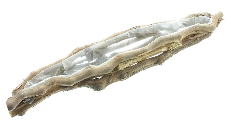 FRANK FLECHTWAREN | Pflanzer Rustikal, HOLZ, FOLIE, ca. 70 x 10 x 8 cm