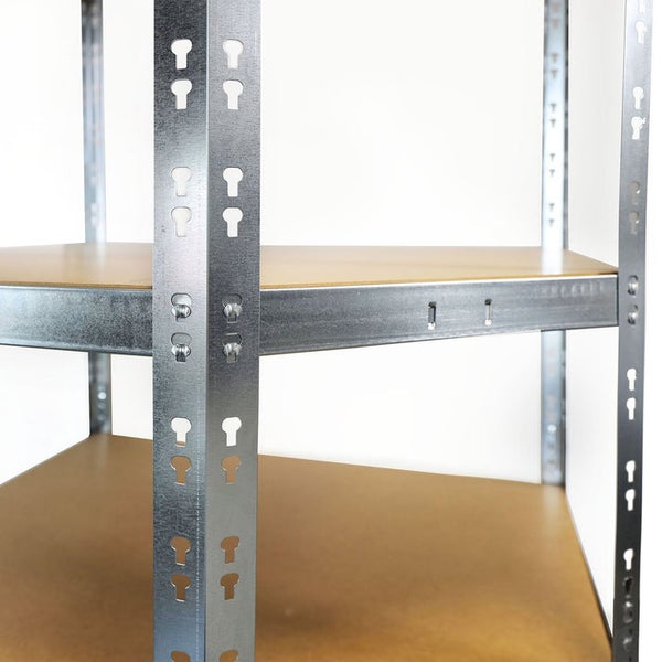 FLOORDIREKT Eckregal - Hohe Traglast - Viel Stauraum - Individuell einsetzbar - Verzinkt - 180 x 90 x 42 x 60 cm